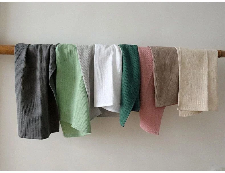 Wholesale Waffle pattern plain Color 100% Cotton Cleaning Dish Cloth kitchen towel mat towel