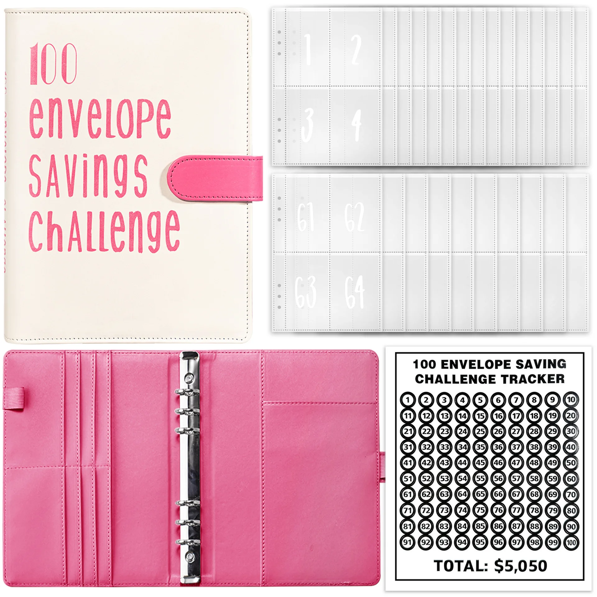 100 Envelopes Money Saving Challenge Binder 100 Envelope Savings Challenge Binder 2024 Planner 100 Day Money Challenge A5 Binder