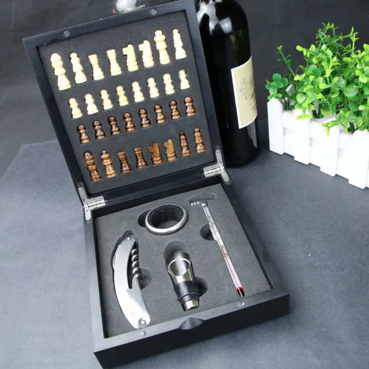 Explosion Chess Box Design Bar Drinkware Kitchen Accessories Wine Ring Champagne Stopper Wine Thermometer