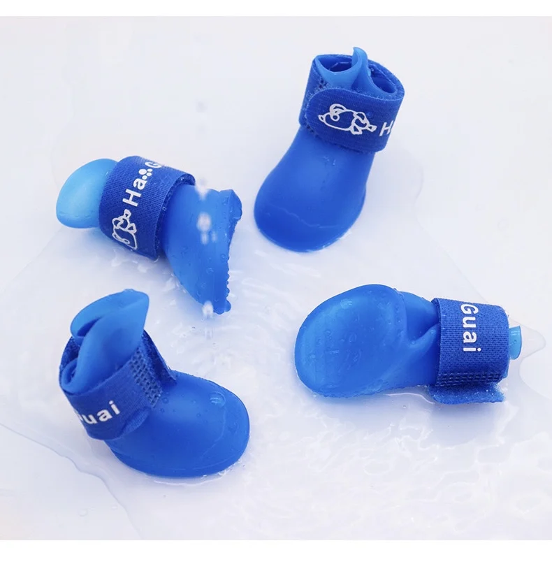 High quality 4 pcs price pet silicone rain boots for dog pet Silicone Waterproof Shoes Pet Accessories