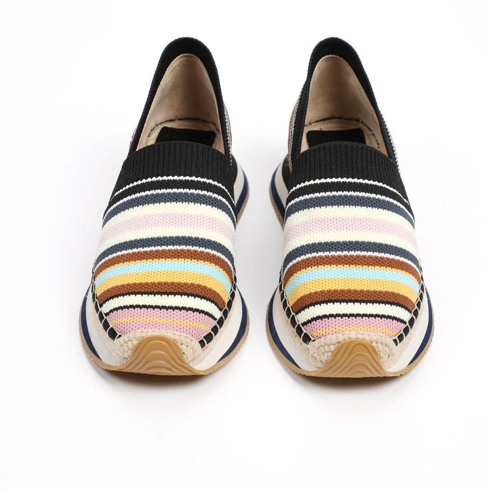 
Selling color stripe interval ladies thick bottom casual stripe espadrilles shoes 