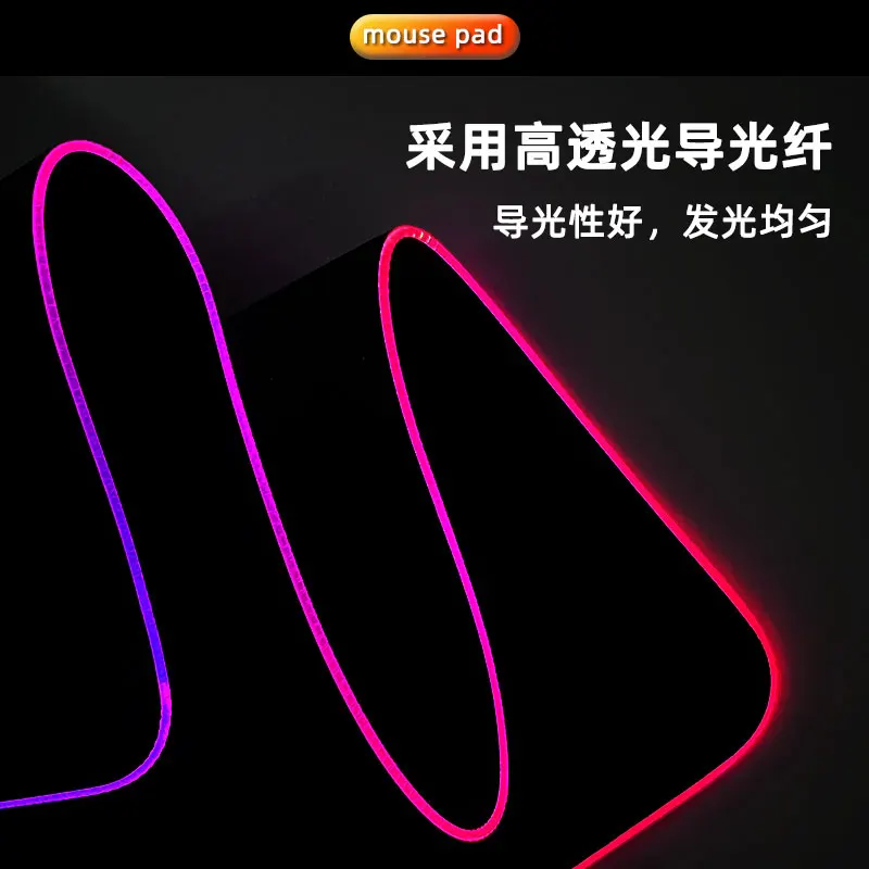 HONGSHI RGB LED Mousepad Luminous Gaming Mouse Pad with Keyboard Made of Rubber for Gamer Desk Mats