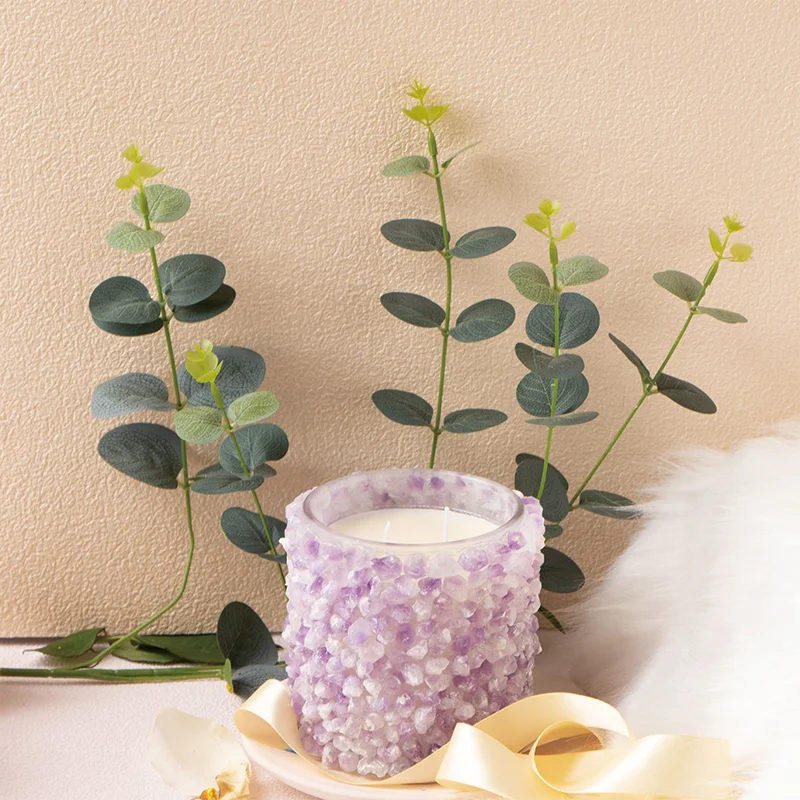 china wholesale crystal candles luxury home decor soy wax glass aromatherapy  jar crystals candle