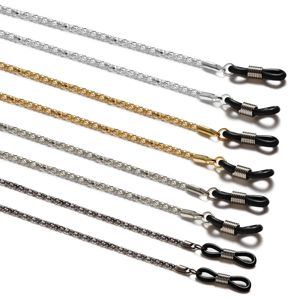 Fashion Designer Non Slip Metal Gold Black Sunglasses Chain Neck Strap Glasses Holder