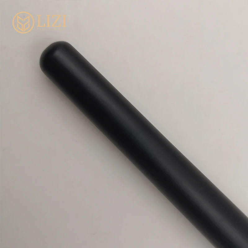 single black powder brush silver ferrule comfortable bristle matte wood handle blush brush DIY design makeup brush