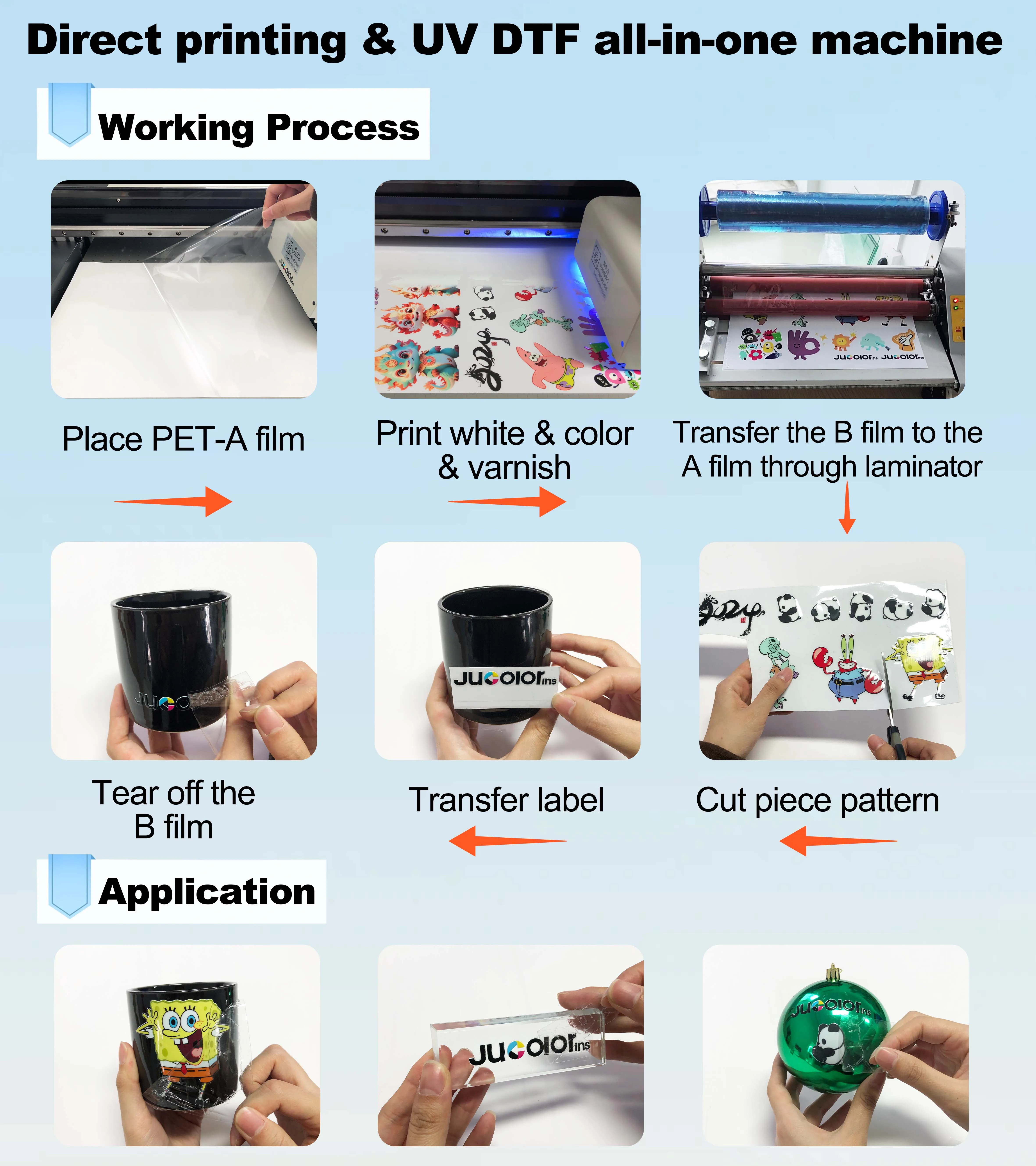 Jucolor Cellphone Case UV Printing Machine A3 UV Printer for Pen Golf Ball Lighter A3 UV Bottle Printer