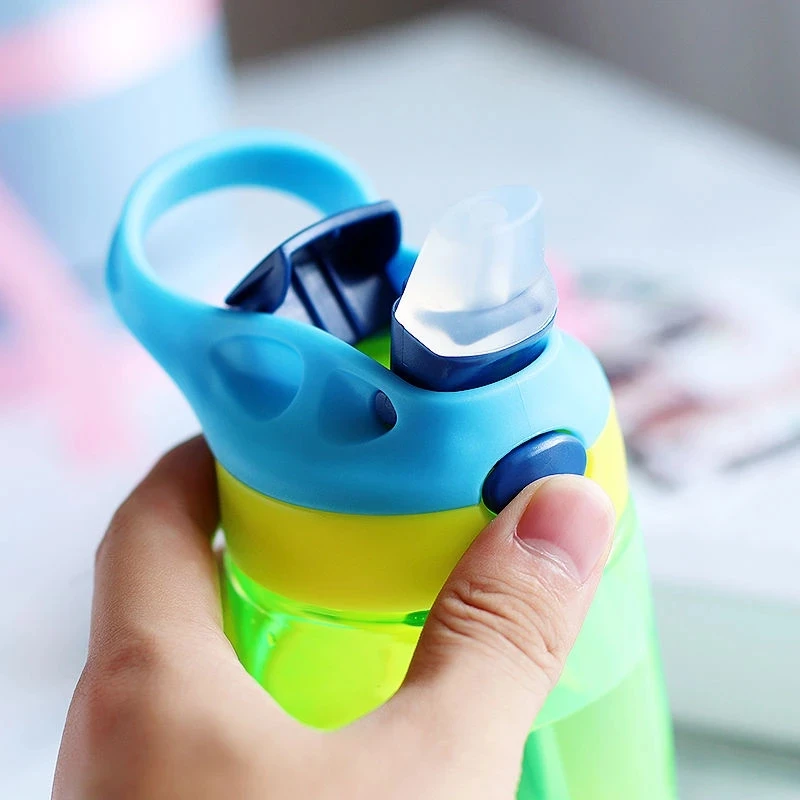 New 500ml Bpa Free kids Clear Plastic Water Bottle With Straw Drinking Children Drink School Cute Giant Water Bottle For Kids