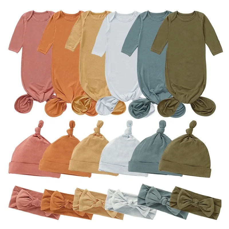 Bamboo Baby Knotted Gowns Personalized Gift Newborn Personalized Baby Take Home Boy Girl Gown Baby Shower Gifts Hospital Gown