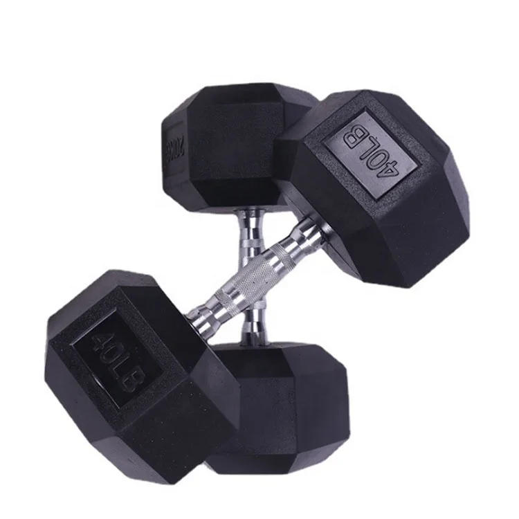 High quality weight Lifting Fixed Solid Rubber Coated hex dumbbells Iron Urethane steel Dumbbell