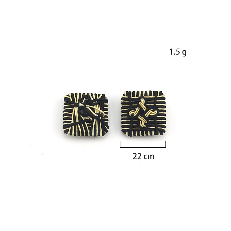 22cm handcrafted square black and brown woven button thread wrapped flat button DIY clothing garment accessories