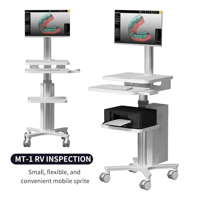 Medical Check RV Mobile Cart Plastic Workstation Adjustable Medical Trolley Cart with UPS Battery