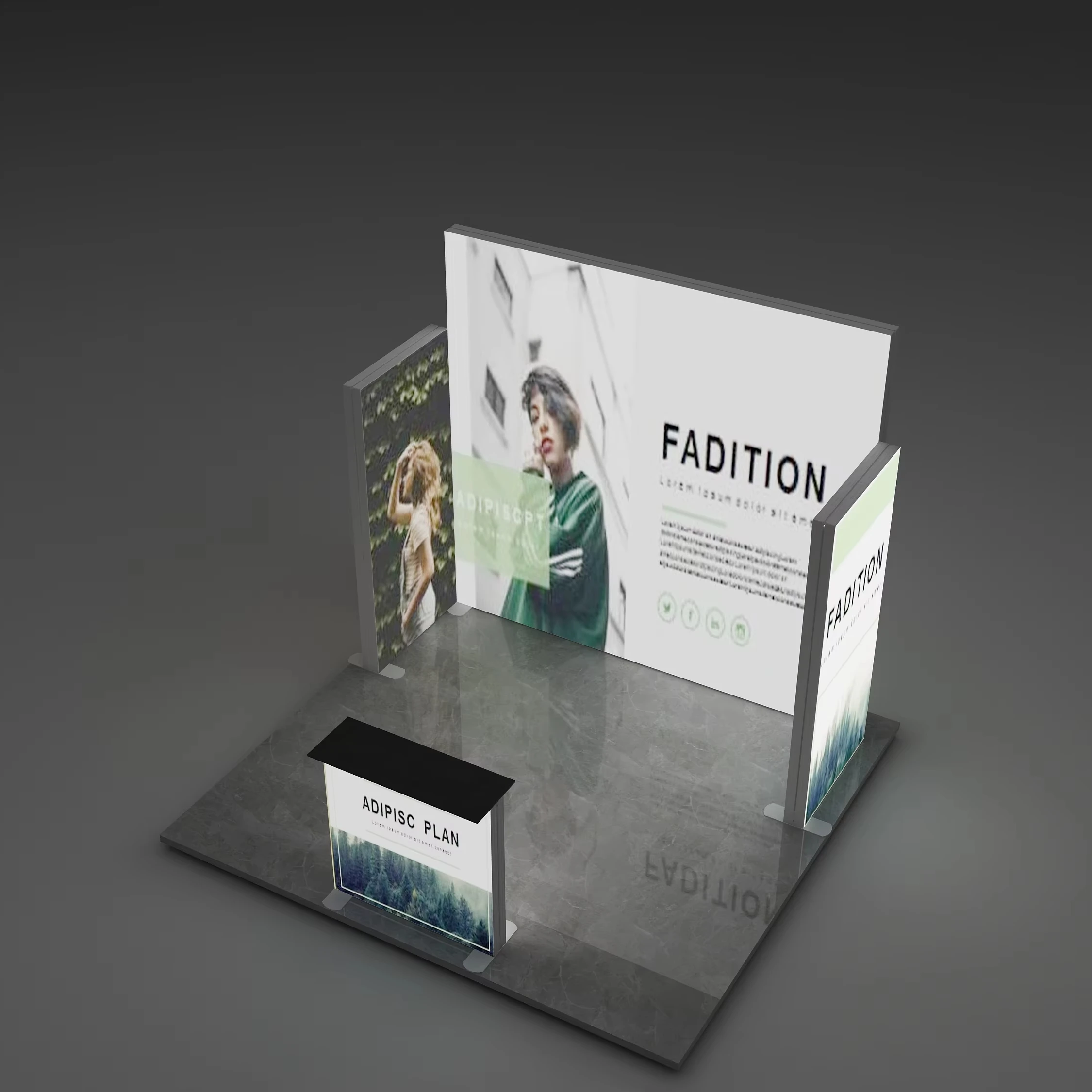 Wholesale Free Standing Illuminated Exhibit Custom Led Light Booth Trade Show Display 10 X 10 Exhibition Booth