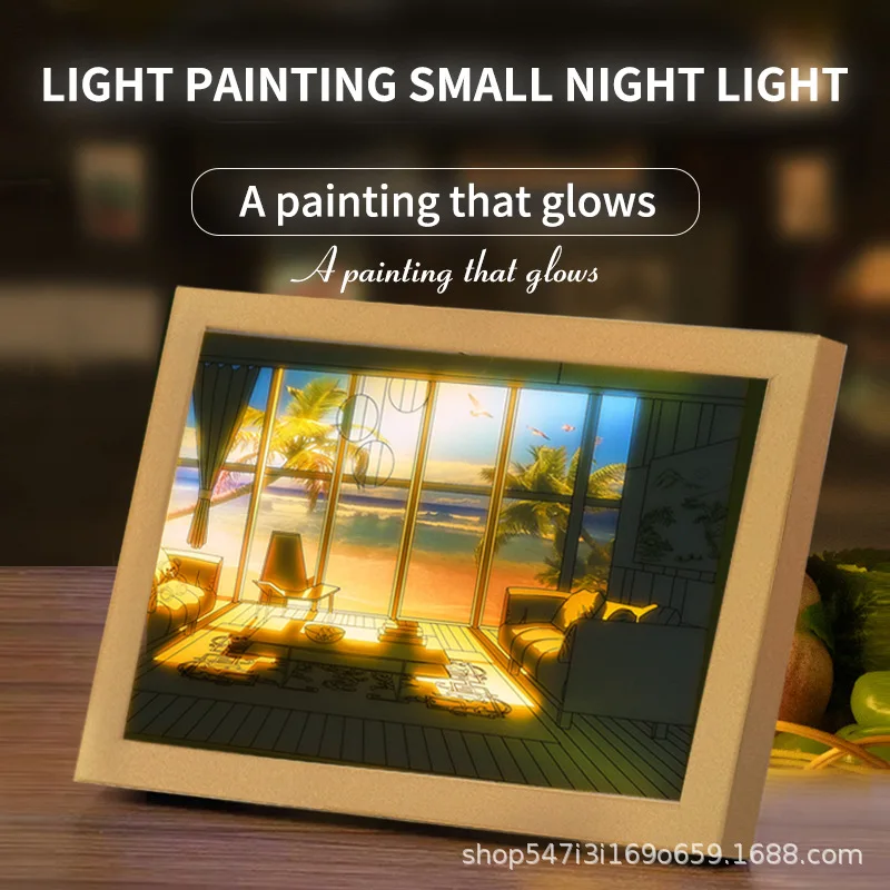 Nuoxin Manufacture New Creative 3 Color Change Light up Painting Acrylic Digital Photo Frame