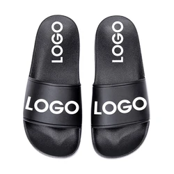 OEM Custom Black Slides Footwear Sandal PVC,Custom Logo Slippers Men Plain Blank Slide Sandal,Slippers Custom Logo Slide Sandal