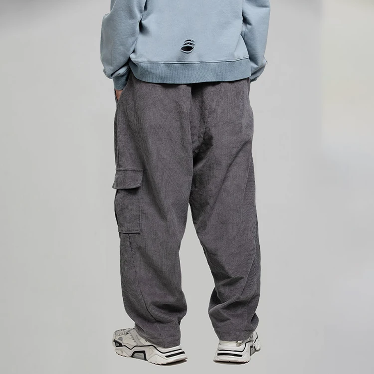 GRKC in stock custom vintage softshell solid color men trousers urban women casual corduroy straight baggy work pants