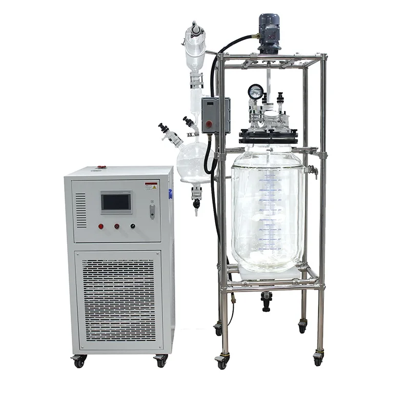 Glass explosion proof lockable casters reactor drain valve vacuum pump reaction kettle