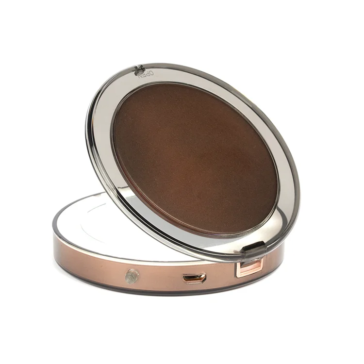 Индивидуальное складное 3X увеличительное синее круглое пластиковое Модное подарок светодиодное портативное компактное зеркало для макияжа