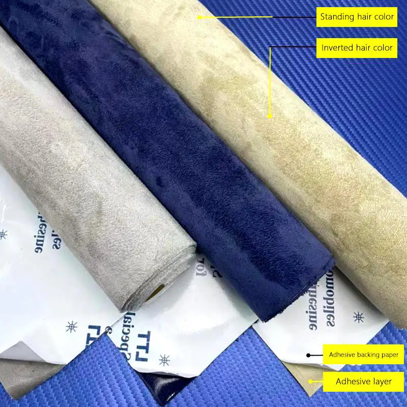 Direct Sales Self-adhesive Leather Four Sided Elastic Suede Leather Adhesive Car Interior Decoration Upholstery Leather