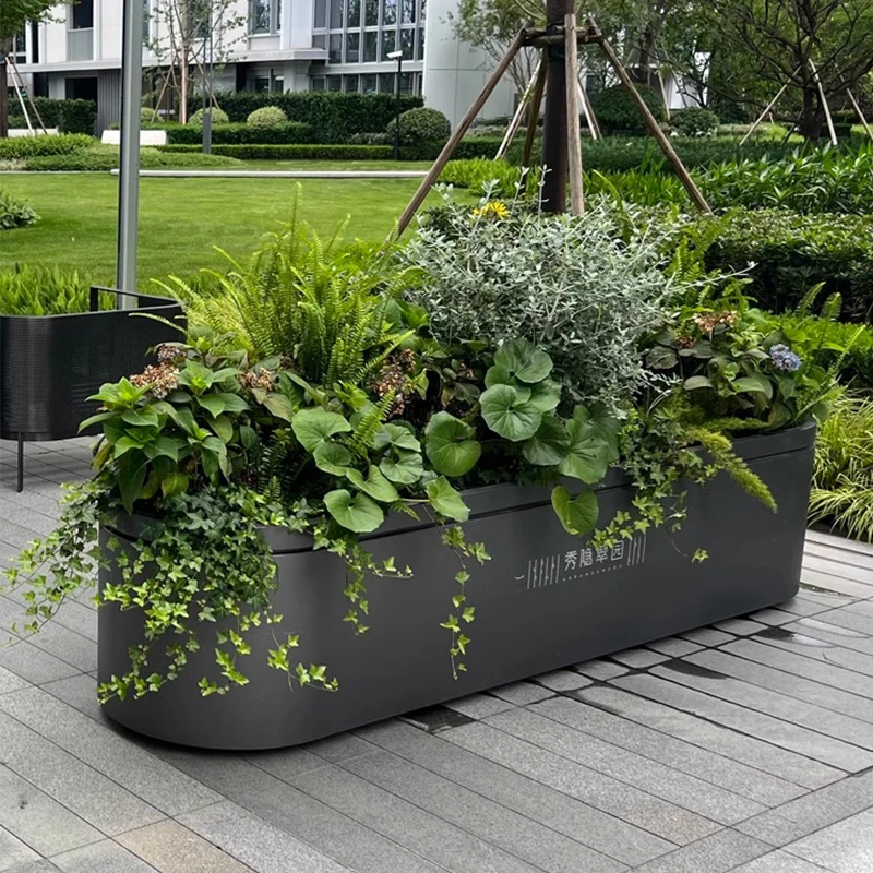 Low price outdoor planters long large flower pots planter flower pot metal planter