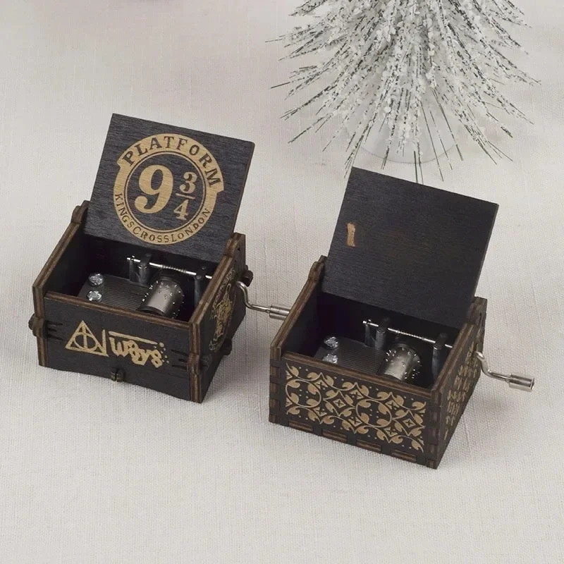 Custom Music Box Wooden Hand Crank Music Harry Movie Potter For Kids Birthday Gift W23-525