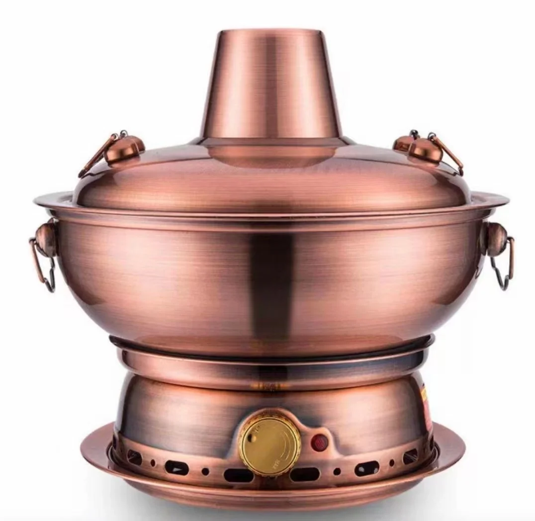 Wholesale stainless steel products antique style 34cm stainless steel carbon chimney hot pot with stove base