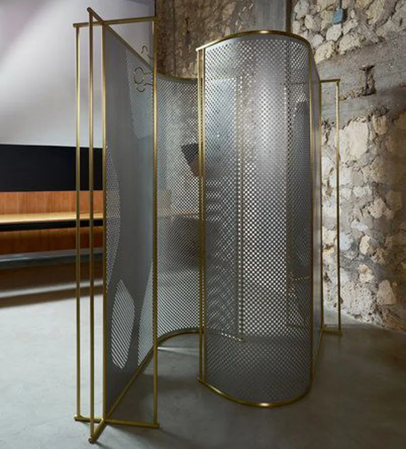 Stainless steel partition with glass panel decorative screen