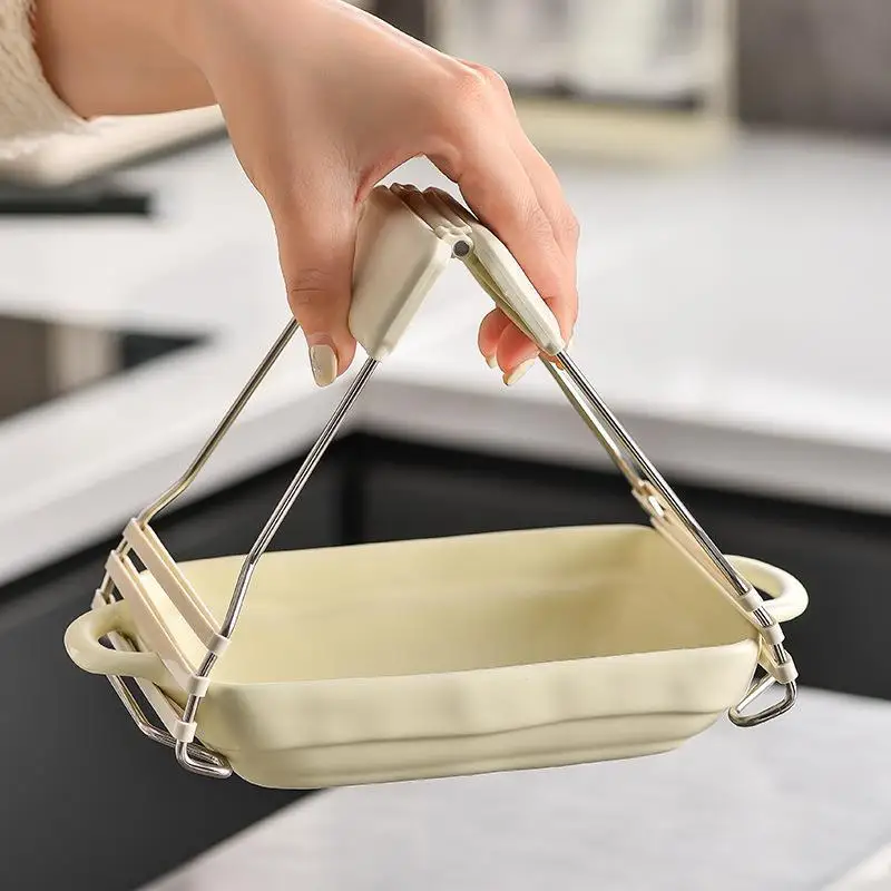 XHNon slip plate tongs Anti scalding Bowl Clamp Stainless Steel Bowl Dish Plate Pan Clip kitchen tools