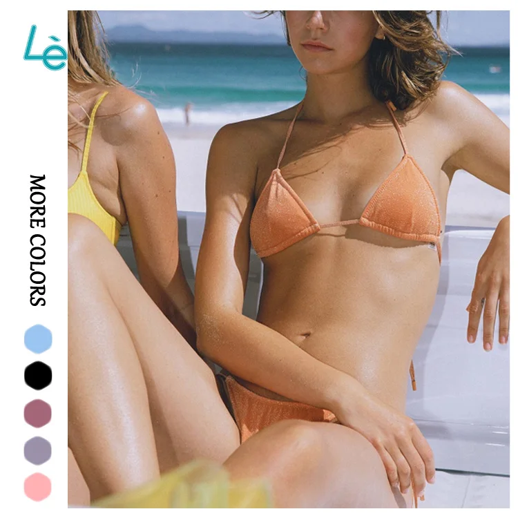 Custom Private Label Mature Swimwear Women Brazilian Mini String Baby blue Swimsuit Quick Dry bikini Two-piece Sparkle Swimwear/