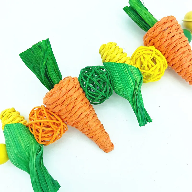 Hand Knit Carrot Corn Pet Chew Toy for Rabbits Parrots Birds Interactive and Durable Pet Chew Toy