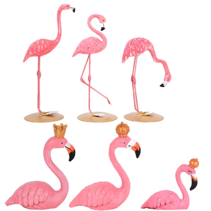 Creative Wooden Flamingo Cake Car Ornament Home Decorative Wood Handicraft Party Gift Art Decoration