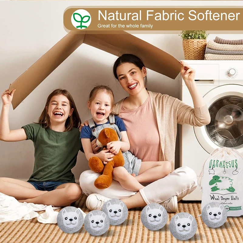 Wool Dryer Balls 6 Pack XL Laundry Balls for Reducing Wrinkles
