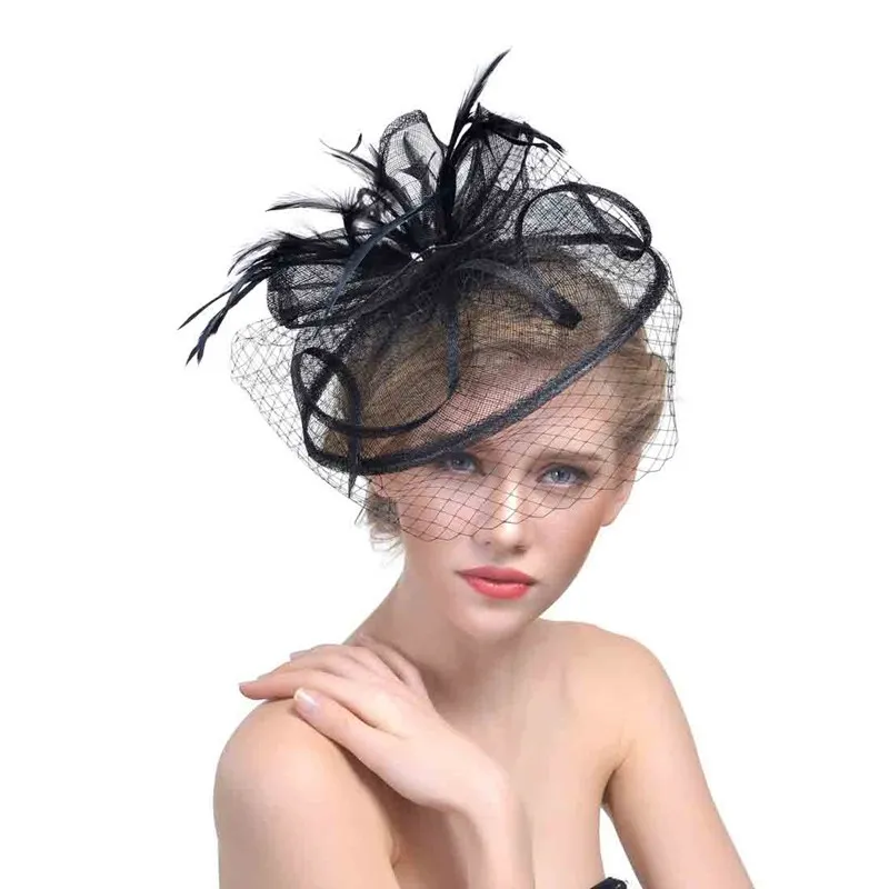 
Handmade Flower Feather wedding Bride Fascinator hats for women tea party 