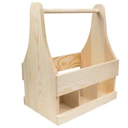 Party decorative practical hand basket type solid wood box wine 6 bottles