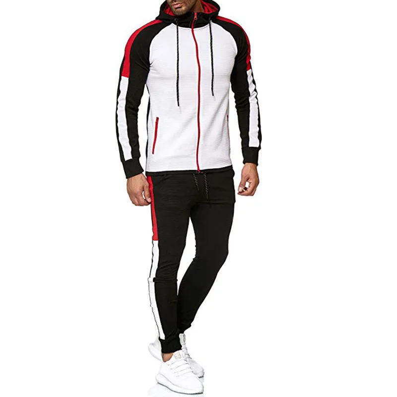 Summer Mens Slim Fit Jogging Custom Logo Plain Suit Tracksuit Men