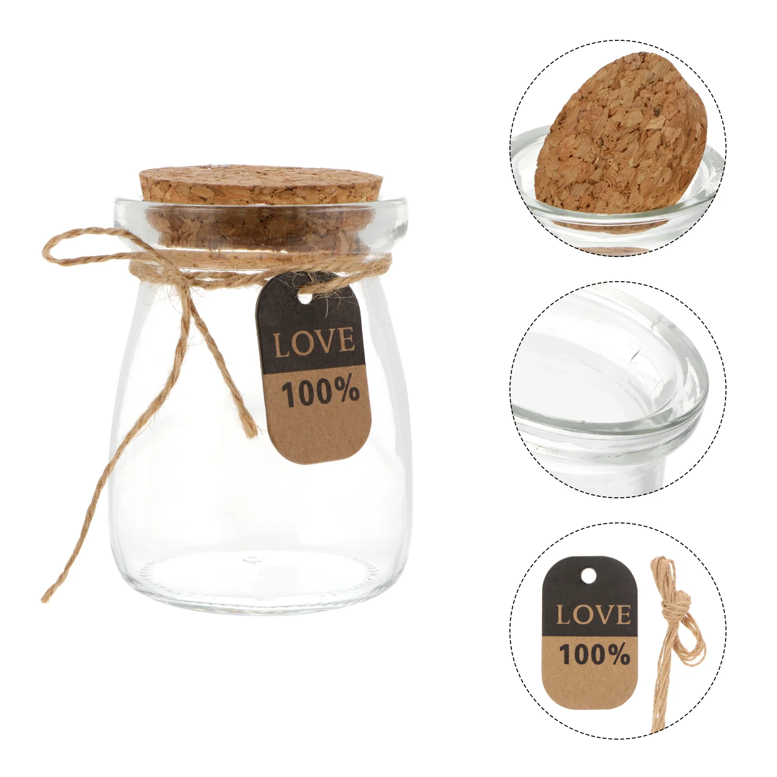 Dessert 100ml 200ml Heat Resistant Milk Glass Bottles with Wood Lid Yogurt Bottles Food Storage Jar for Kitchen