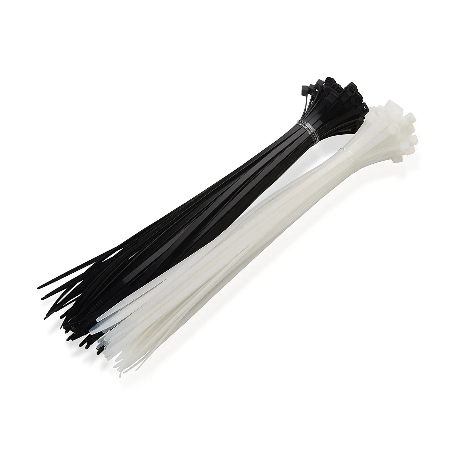 100 Pcs Pack High Tensile Black and White UV Resistant Self-locking Plastic Cable Ties Zip Ties Nylon 66 Cable Ties
