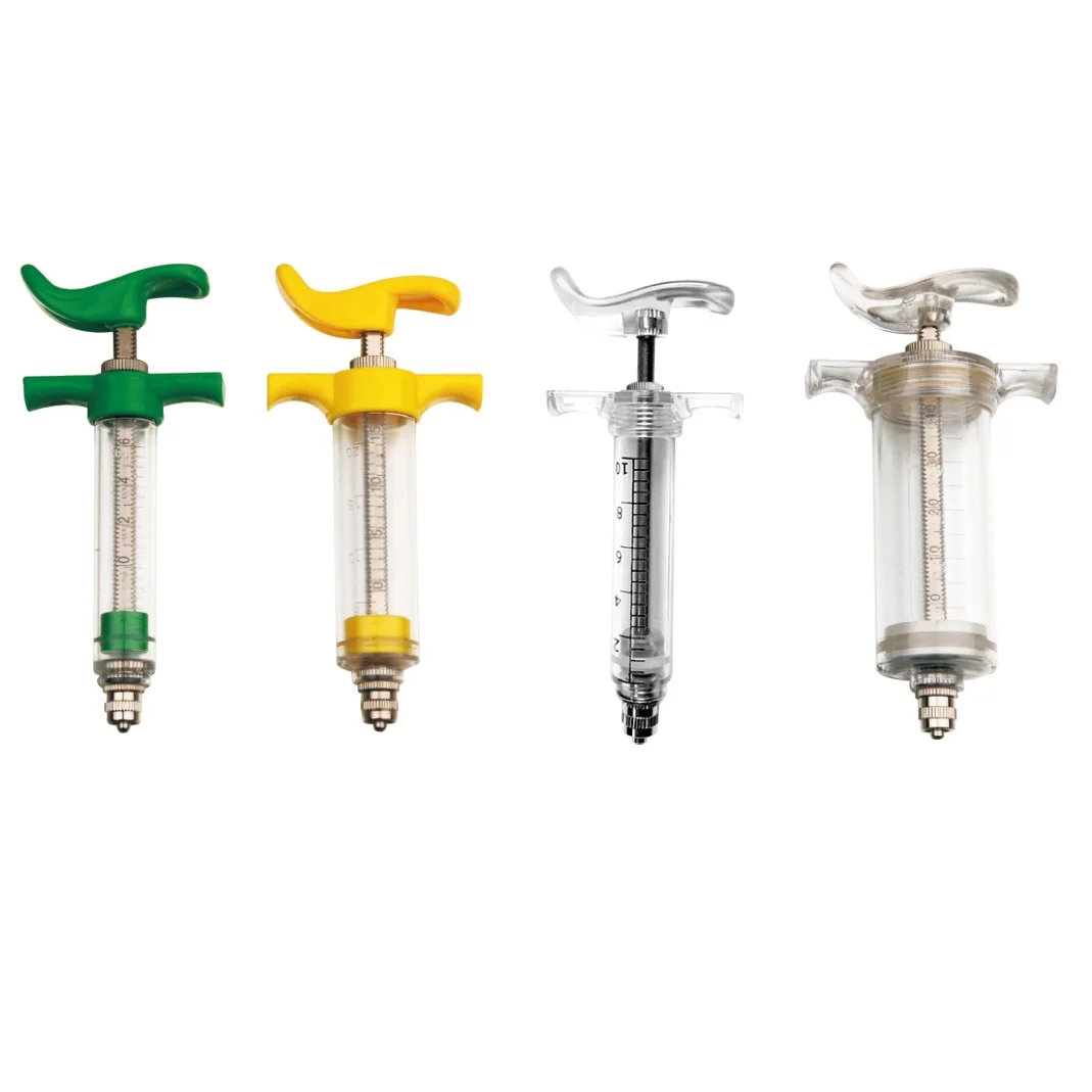 TOP Sale Reusable Plastic Steel Livestock Injector Veterinary Syringe With Does Nut NL206