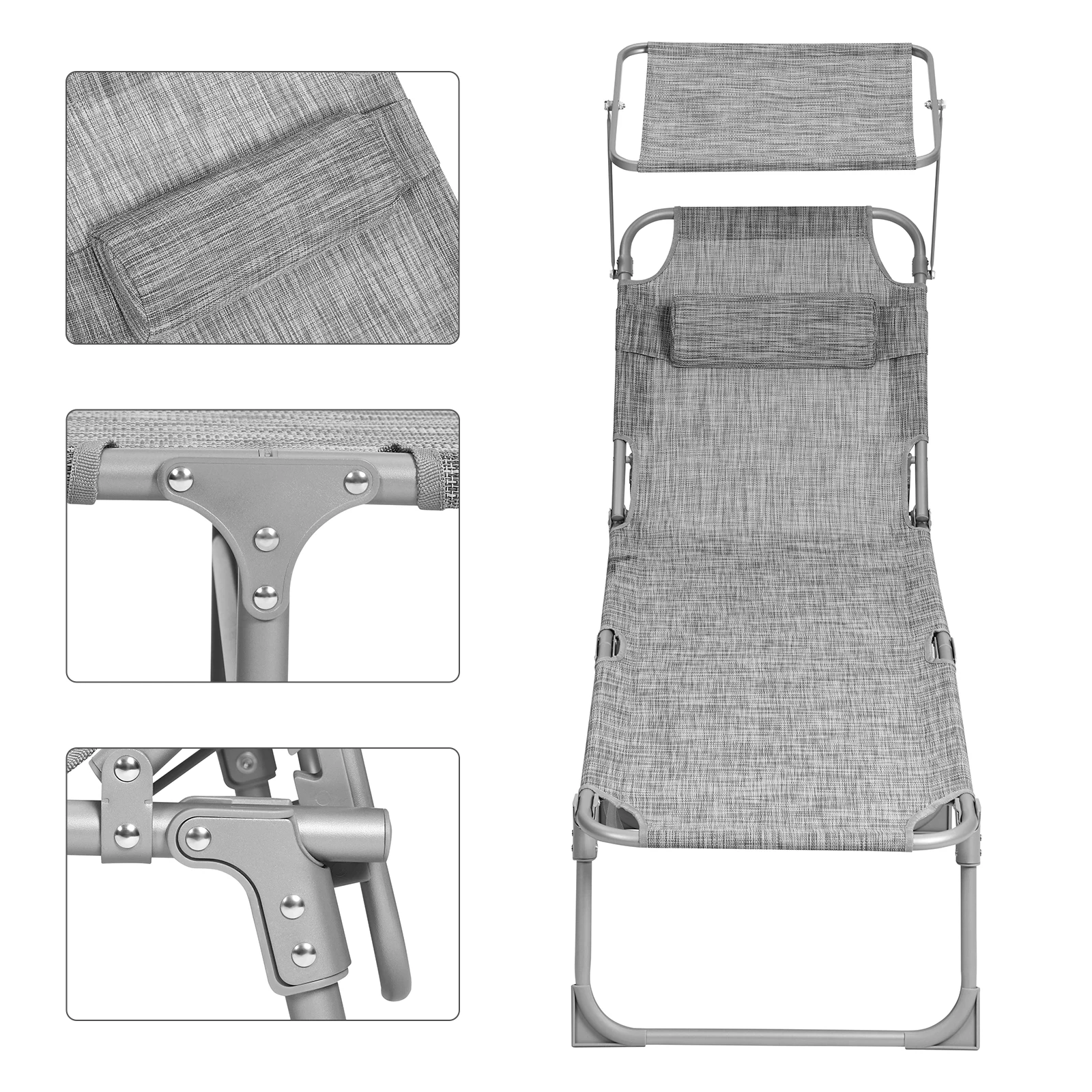 Outdoor Adjustable Foldable swimming pool sun lounger chairs with sunshade