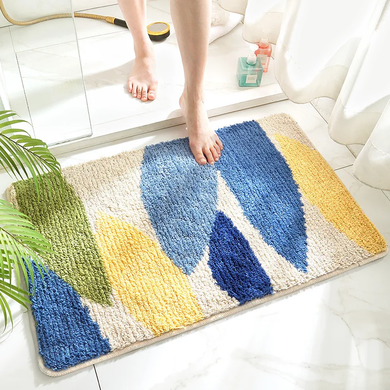 Non Slip Bathroom doormat absorbent fluffy microfiber rugs carpet long pile tufted floor mat