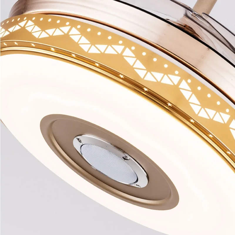 Modern simple bedroom dining room 42 inch LED frequency conversion speed regulation light golden fan chandelier 220V voltage