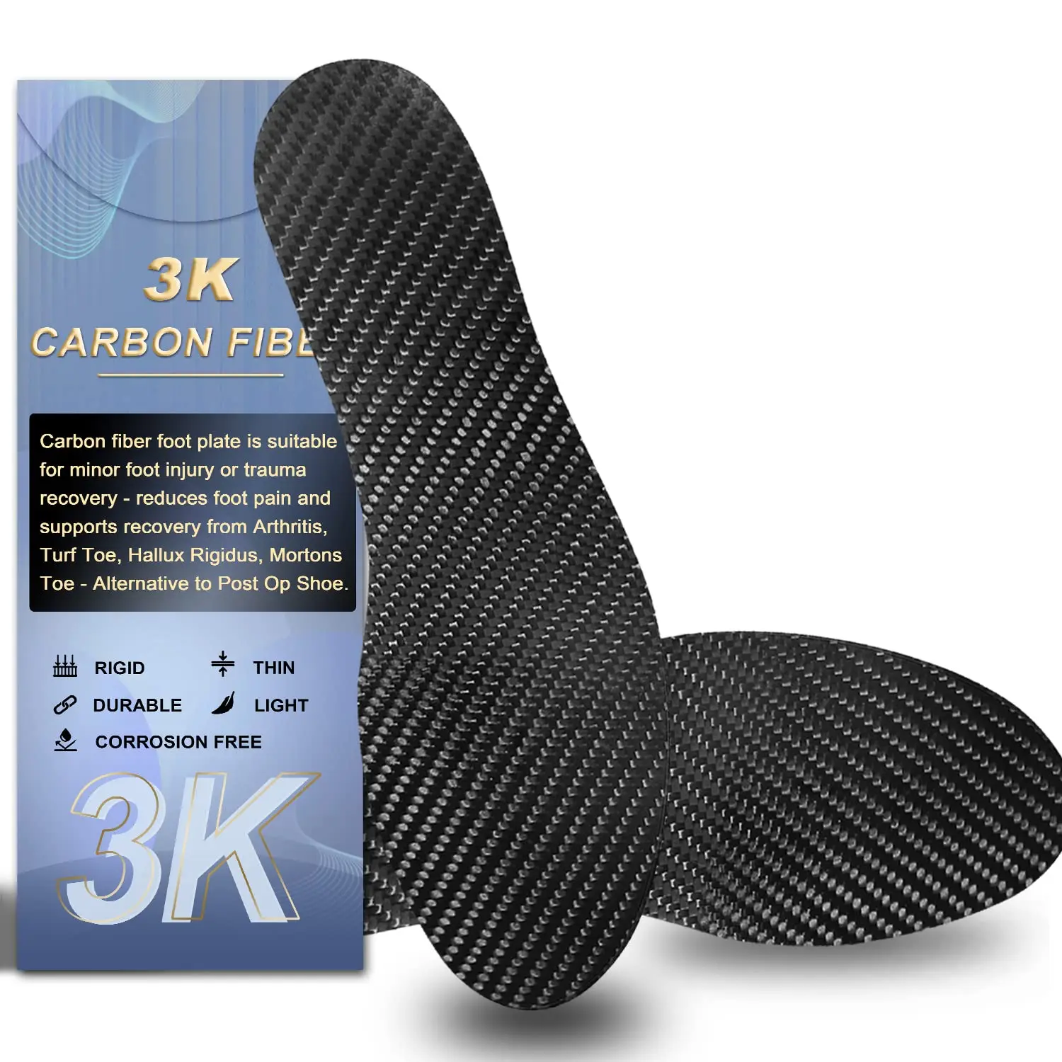Ideastep Carbon Fiber Like Insoles Flat Foot Eliminate Pressure Orthotic Insoles Full Length With Arch Supports