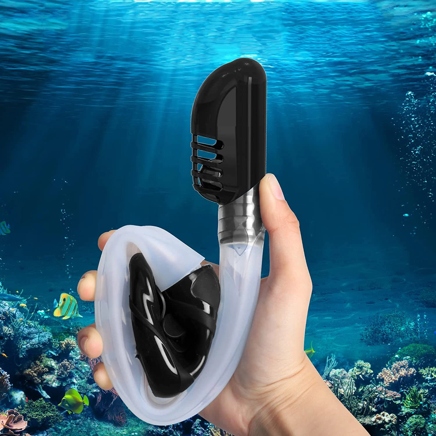 custom adults blue dry snorkel breathing tube shockproof  swimming pool accessories