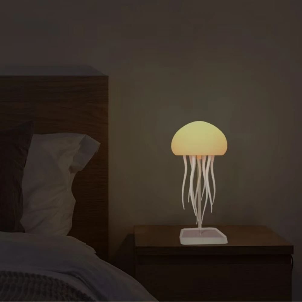 2025 LED Creative Dynamic Jellyfish Night Light for Kids Rechargeable Quiet Lamp with Colorful Emitting for Home Living Room Use