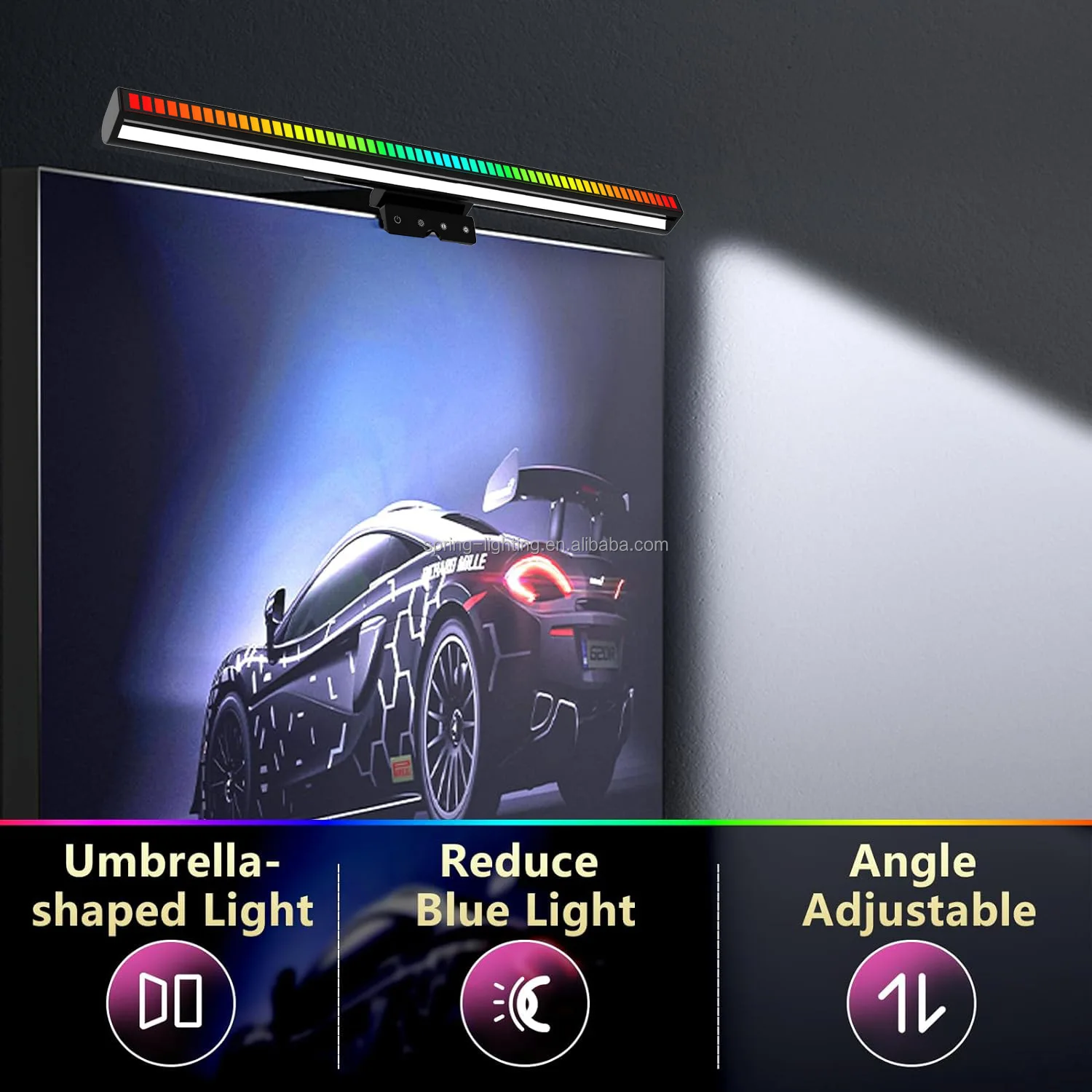 Световой индикатор монитора RGB IC белый глаз Уход двойной свет светодиодный компьютерный Ночной ПК настольная лампа