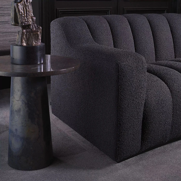 black sofa design furniture terry cloth curved sofa