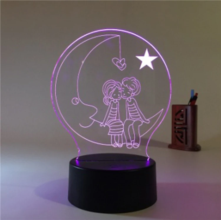 Customized RGB 7/16 Colors Remote Control 3D Illusion Acrylic Plate LED Night Lamp