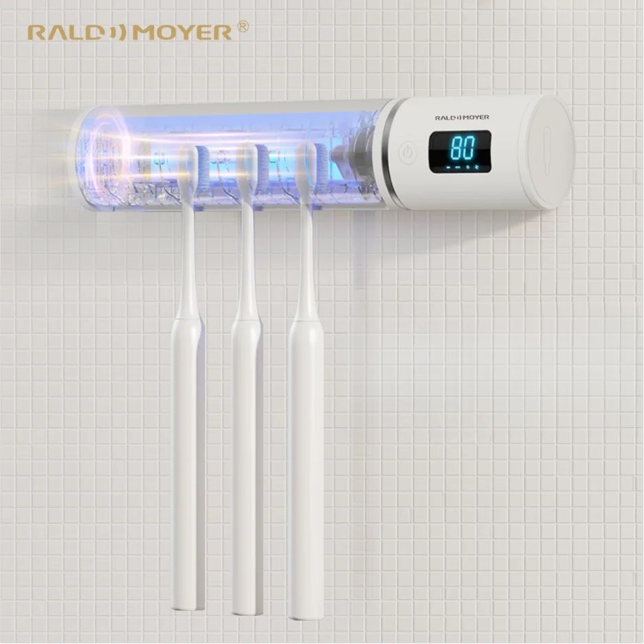 High Quality Wall-Mounted ABS UVC LED Toothbrush Sanitizer Home Use Bathroom Accessory for Sterilization toothbrush holder