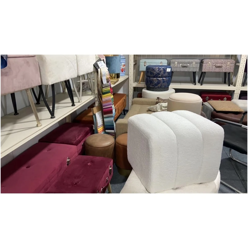 Fuzhou Fytch velvet footstool mushroom ottoman modern living room furniture small lamb wool ottoman make up stool