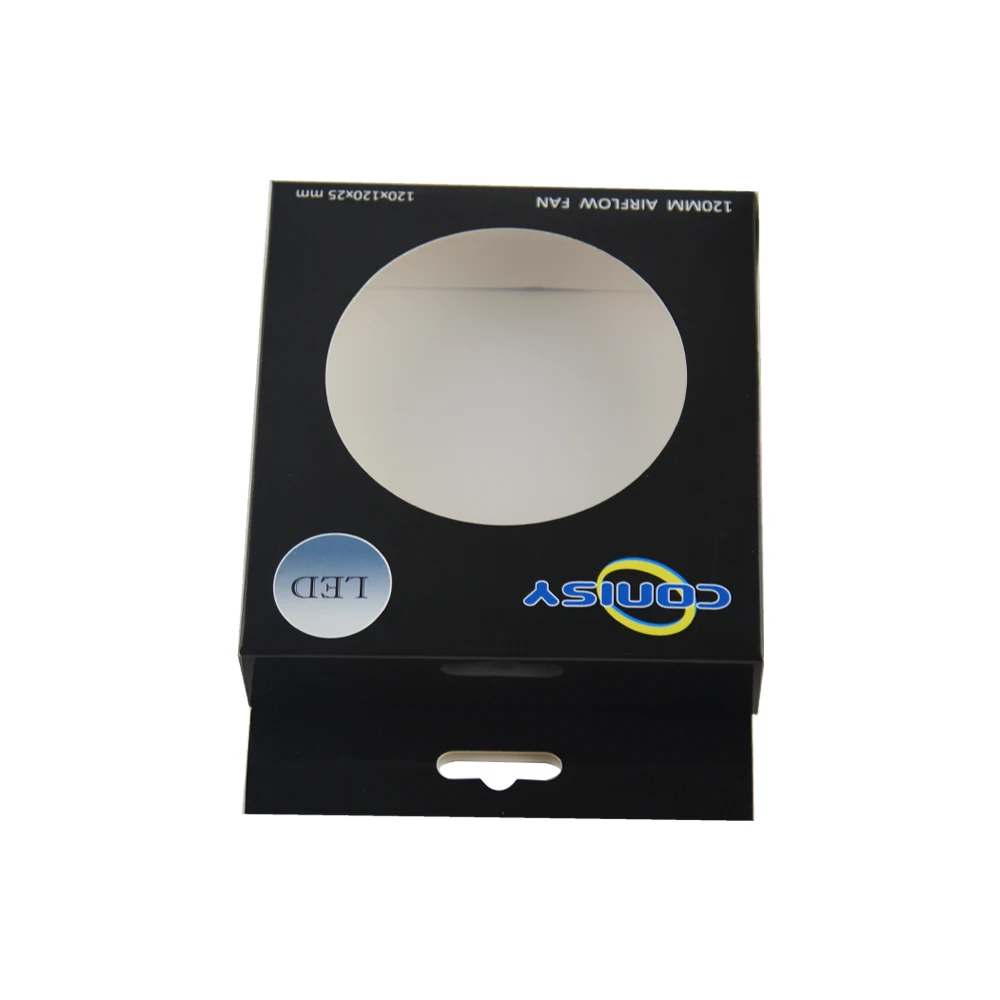 Custom Printing Card Paper Clear PET Window PC Case Airflow Cooling Fan Packaging Hanger Box with Blister Tray