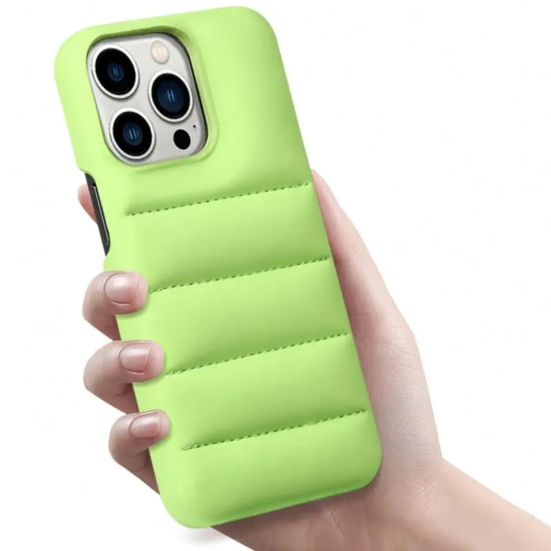 Puffer Case fashion solid color down jacket fabric shape down soft touch phone case for iphone14 13 12 11pro xsmax xr xs